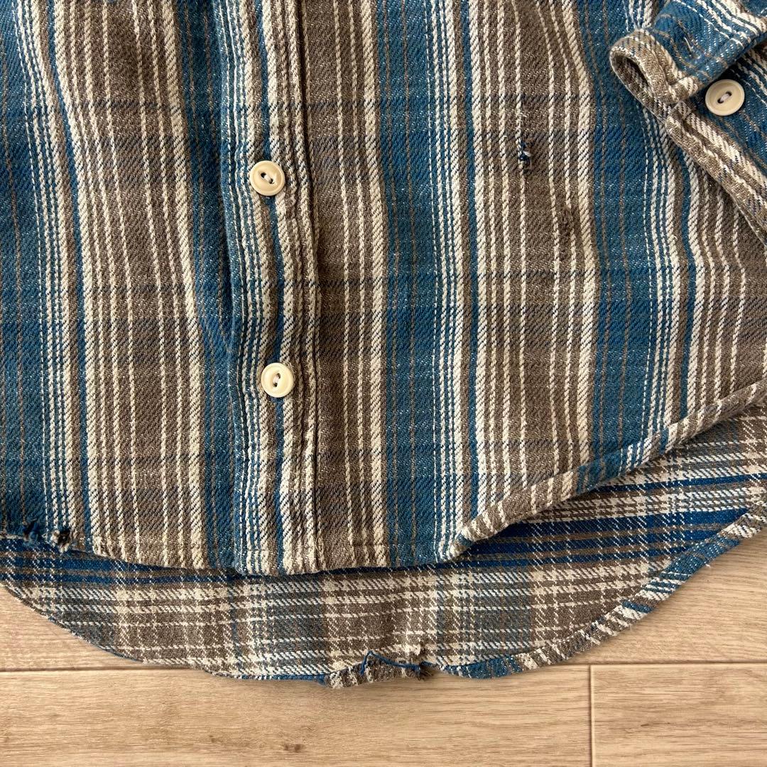 SALE✨90s Singapore製RRL 三ツ星タグネルシャツ ヘビネル猫目