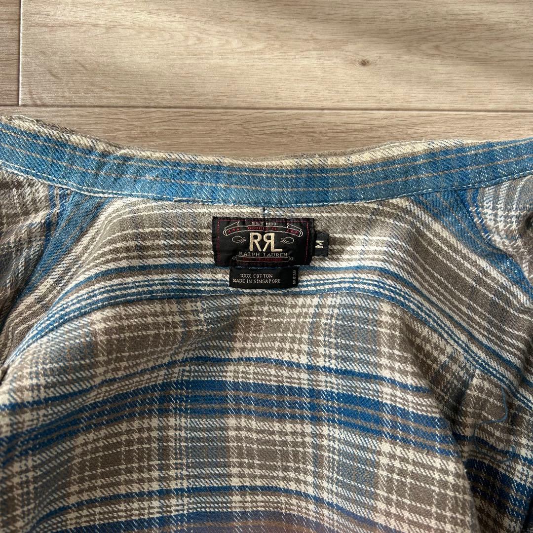 SALE✨90s Singapore製RRL 三ツ星タグネルシャツ ヘビネル猫目