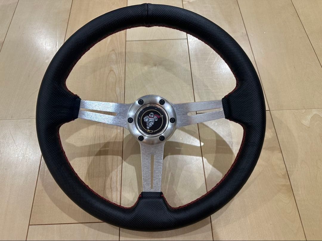 ローバーミニ用　350Φ　革巻きハンドル＋ボス　セット品（中古品）