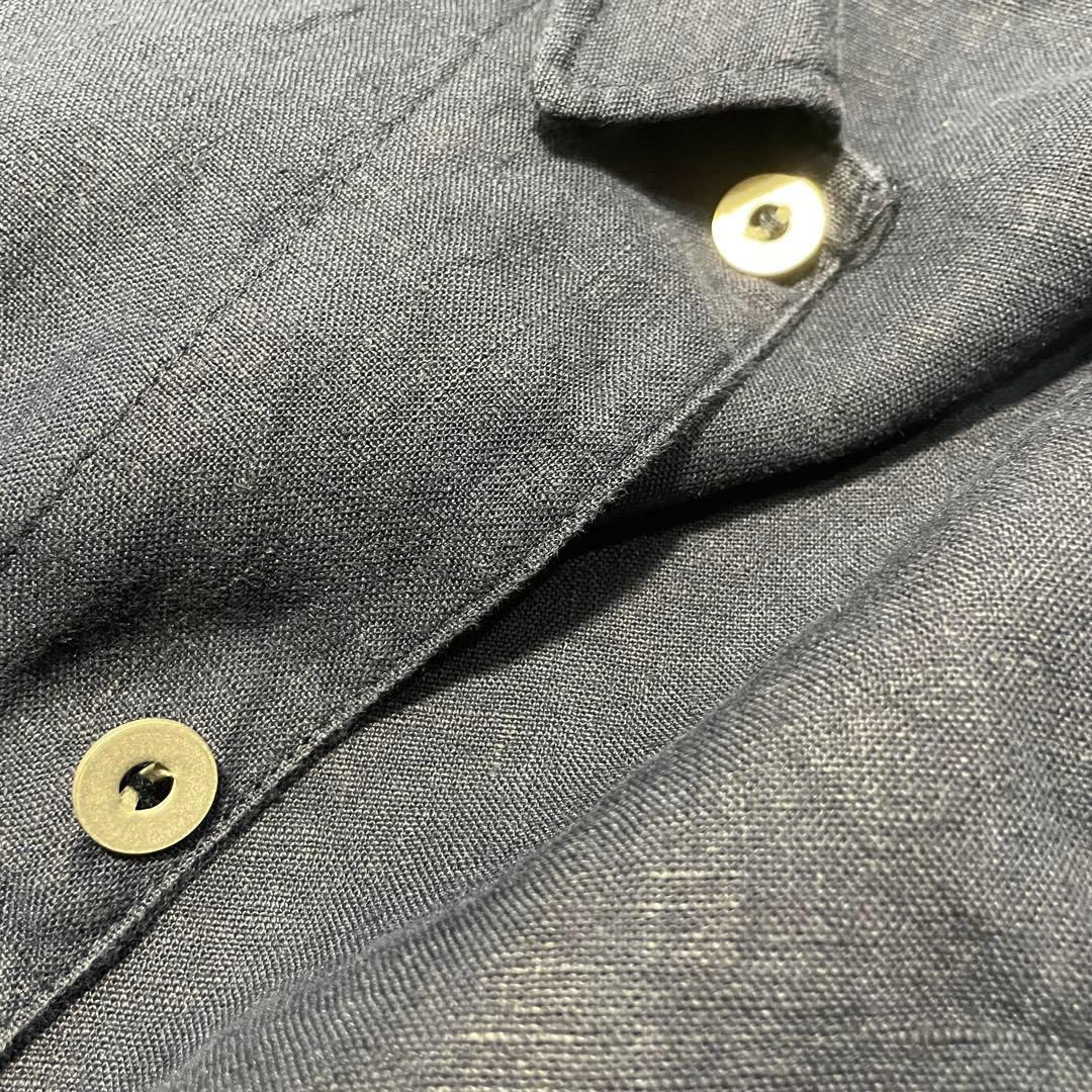 MOTOR モーター リネンフレンチワークジャケット 本池秀夫 XL 紺