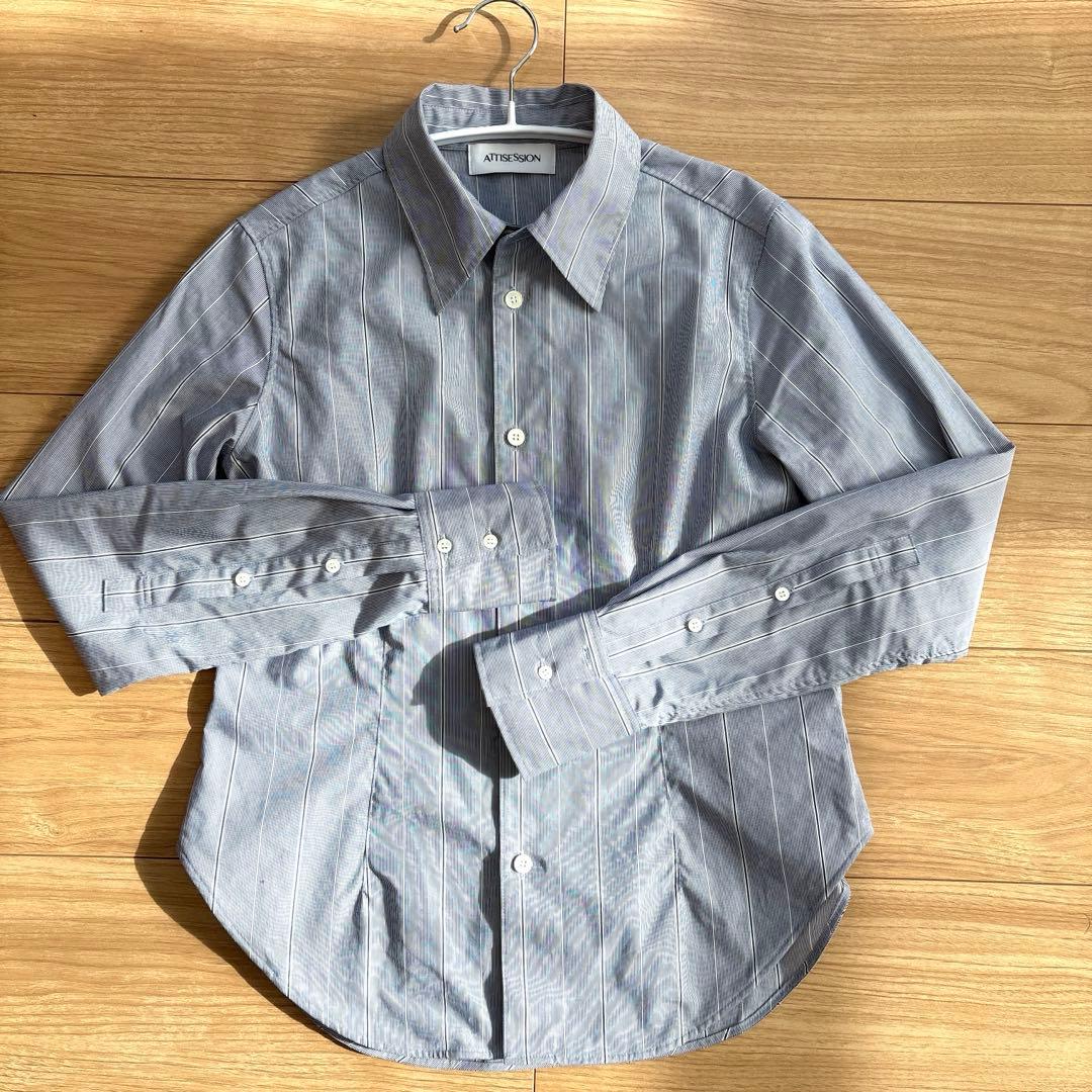 ＜ATTISESSION＞コットン ストライプ スリム シャツ