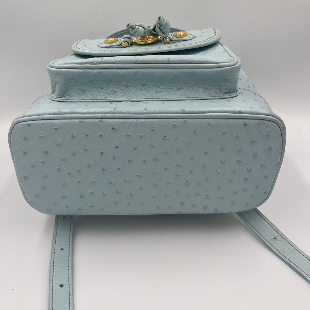 【希少】ヴェルサーチ リュック オーストリッチ サンバースト 巾着