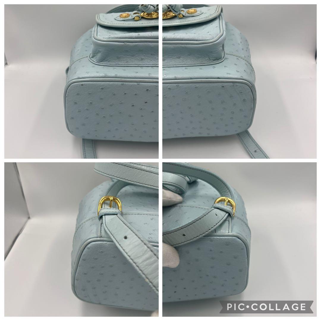 【希少】ヴェルサーチ リュック オーストリッチ サンバースト 巾着