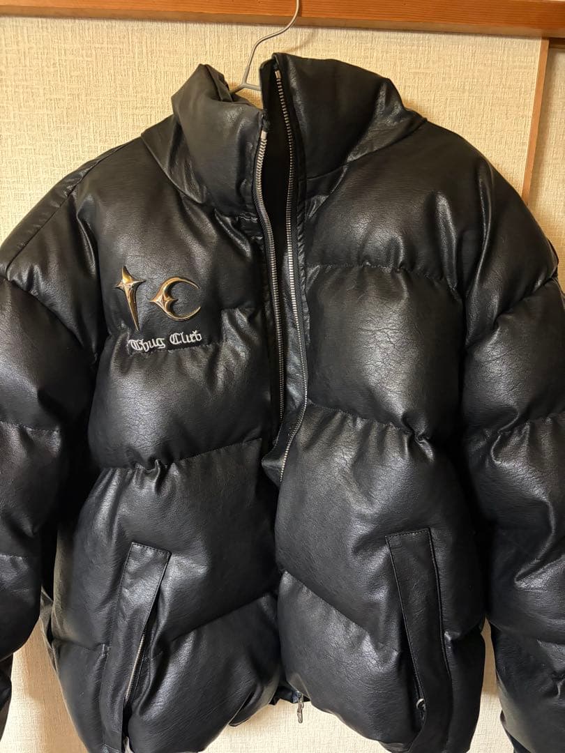 THUG CLUB サグクラブ レザー ダウンジャケット