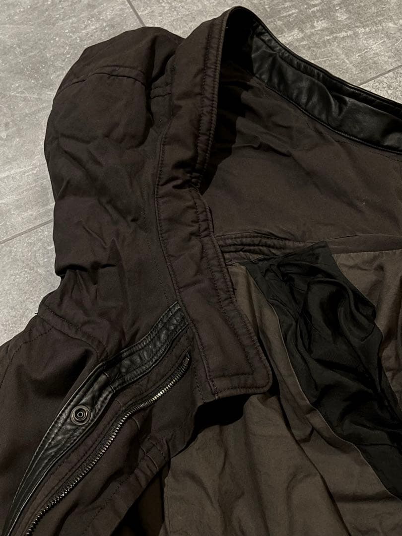 【メーコブ】JULIUS ユリウス レザー切替 ハイネック モッズコート