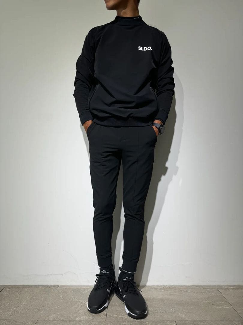 SLDO ダブルクロスストレッチリブパンツ/BLACK