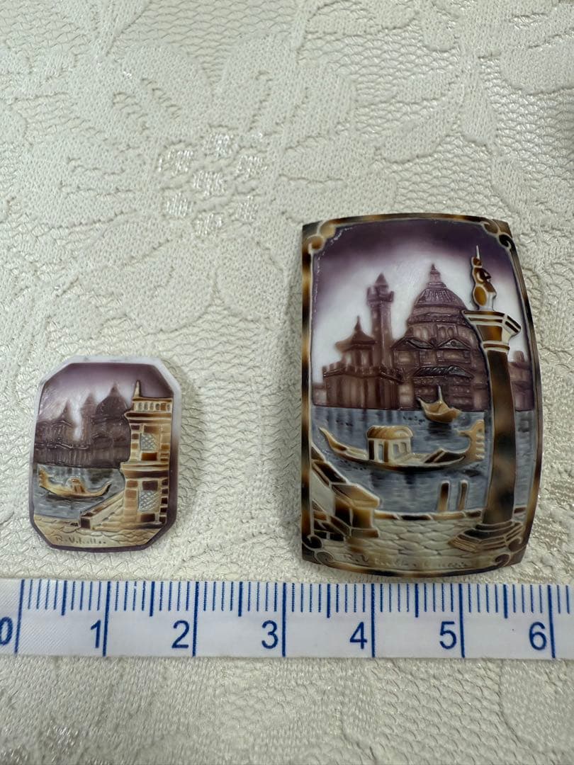 イタリア作家物　タイガーシェル　カメオルース　2点セット