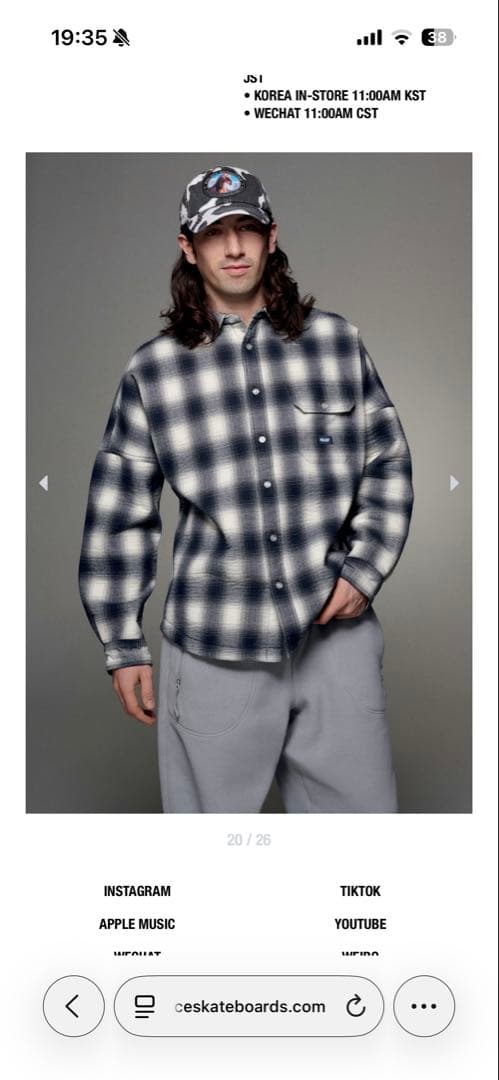 PALACE チェック柄ネルシャツ