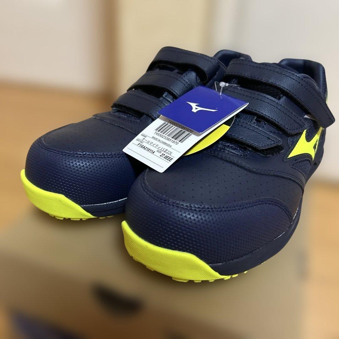 Mizuno 安全靴 ネイビー/イエロー ベルトタイプ