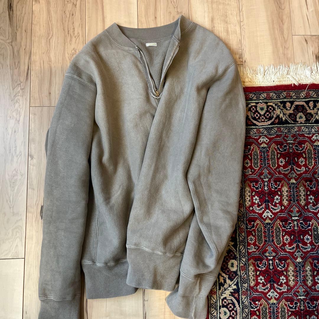 トップス A.PRESSE Vintage Half Zip Rib Collar Swe