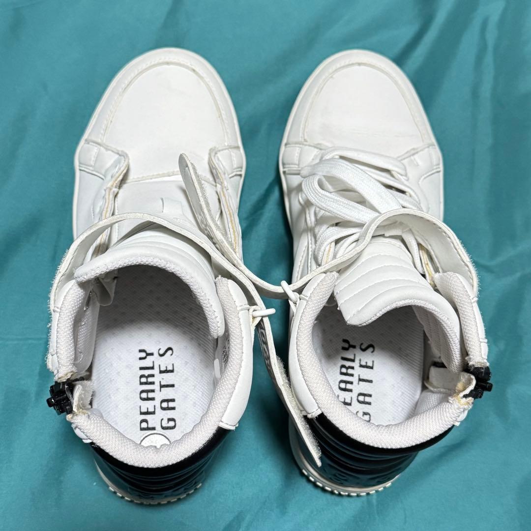 美品PEARLY GATES ゴルフシューズ 23.5cm サイドジップホワイト