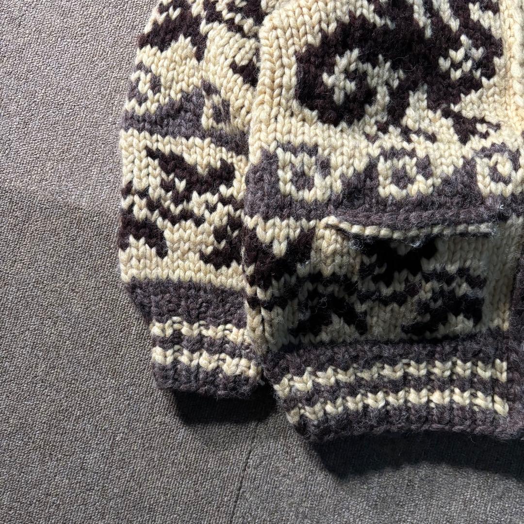 カナダ製 LONGHOUSE カウチンニットセーター ジップアップ