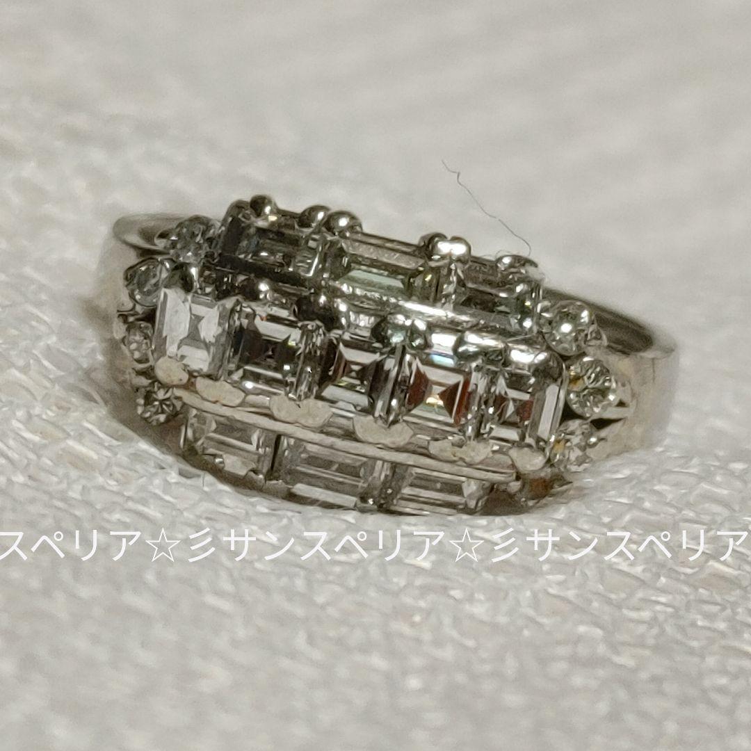 Pt900 カットの共演 天然ダイヤモンドリング5.82g