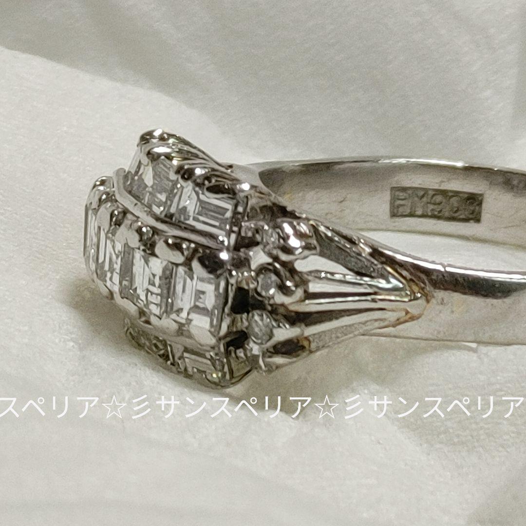 Pt900 カットの共演 天然ダイヤモンドリング5.82g