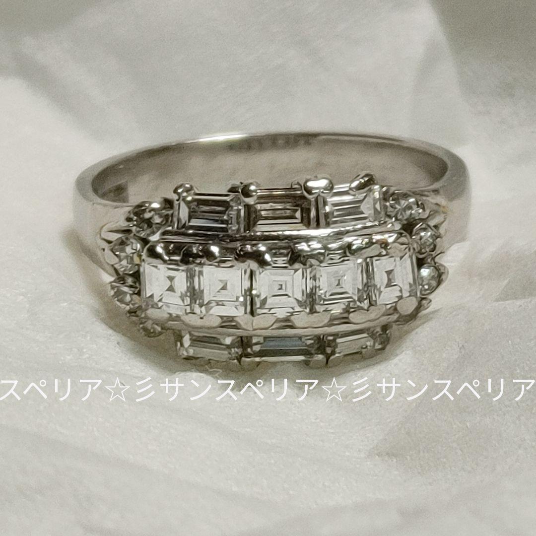 Pt900 カットの共演 天然ダイヤモンドリング5.82g