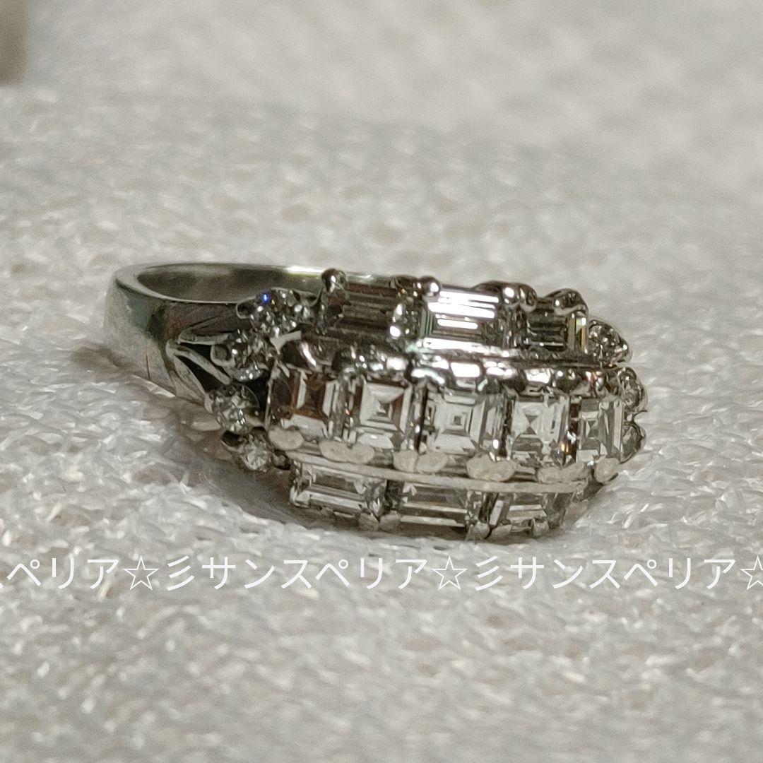 Pt900 カットの共演 天然ダイヤモンドリング5.82g