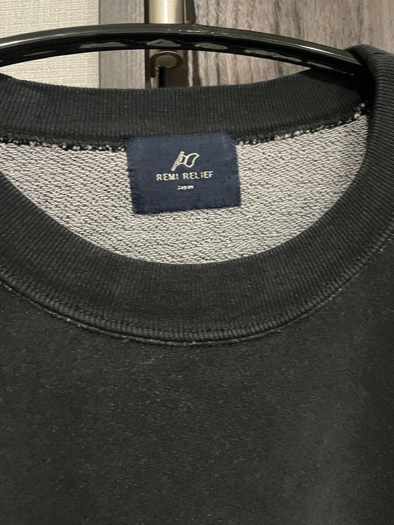 REMI RELIEF NAVY LABEL 綿アクリル裏毛ラグランクルー