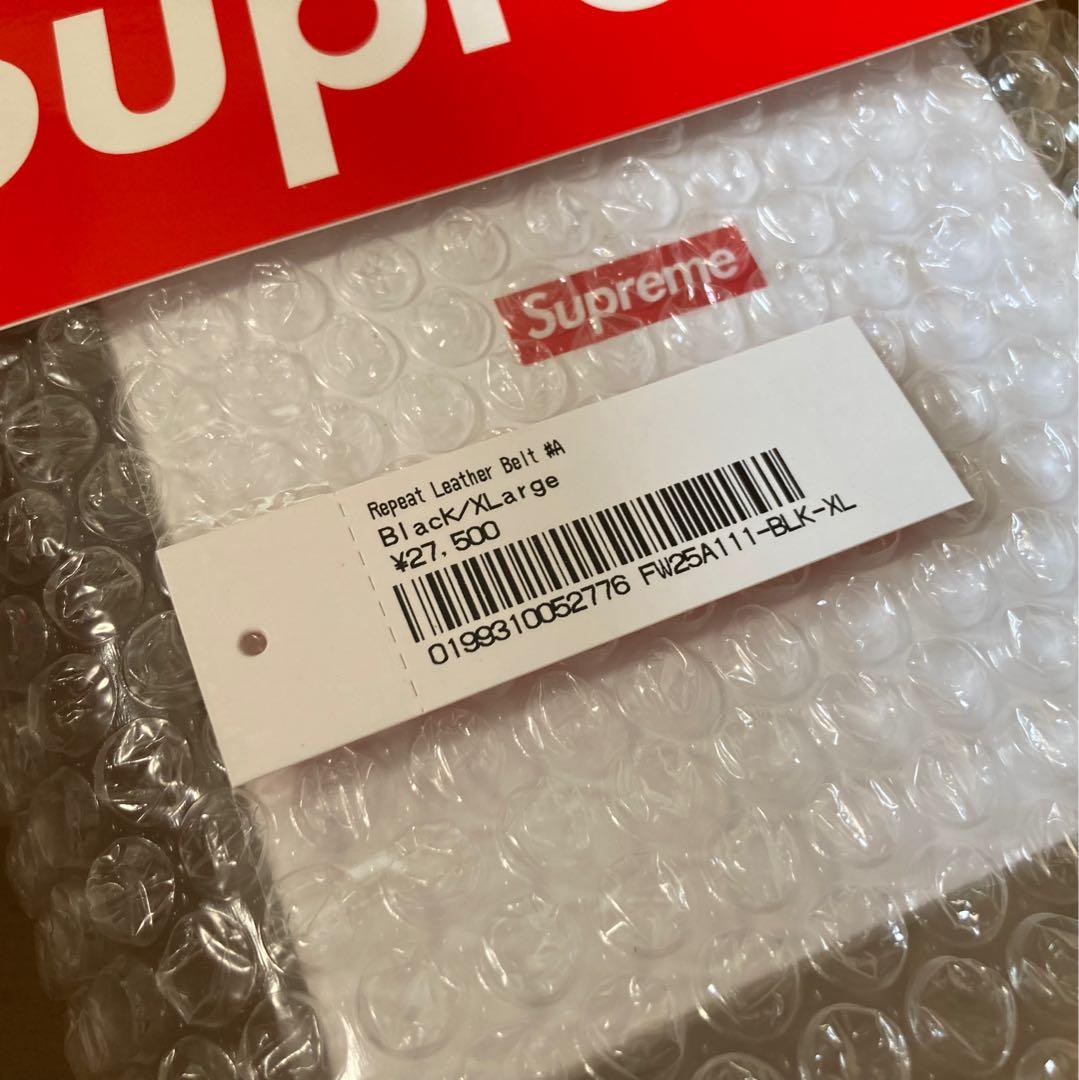 【XL】 Supreme Repeat Leather Belt Black