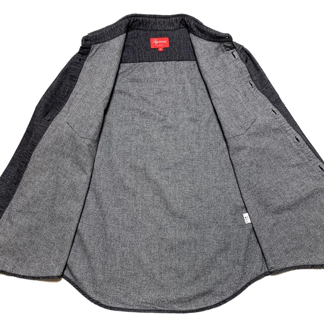 ☆良品 シュプリーム ピスネーム 長袖 フランネルシャツ 黒 M ネルシャツ