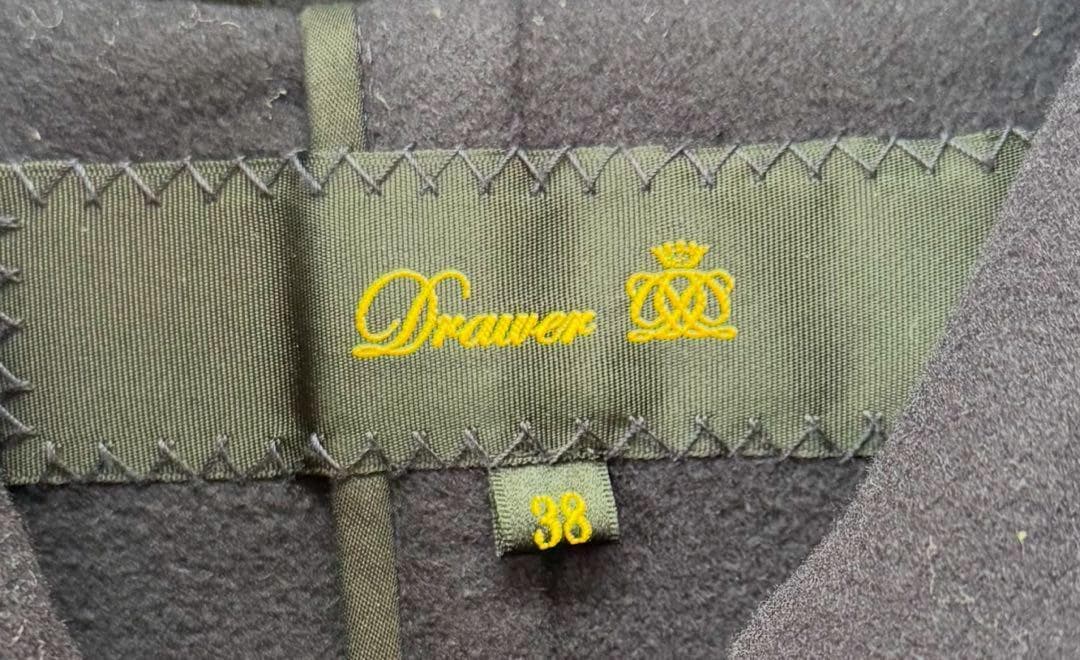 美品 Drawer ドゥロワー メルトン ロング丈 ダッフルコート ネイビー