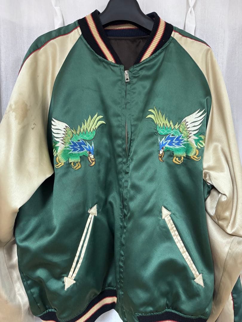 【極上】TAILOR東洋 ホワイトタイガー　刺繍 スカジャン L M18280