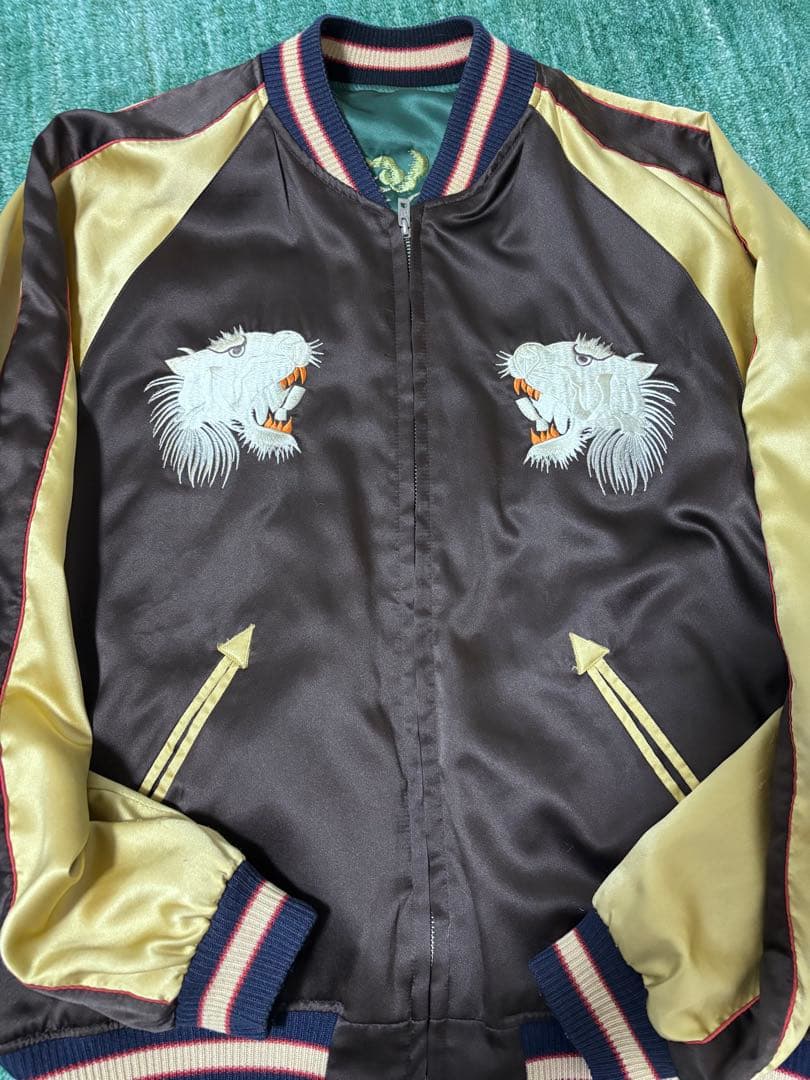 【極上】TAILOR東洋 ホワイトタイガー　刺繍 スカジャン L M18280