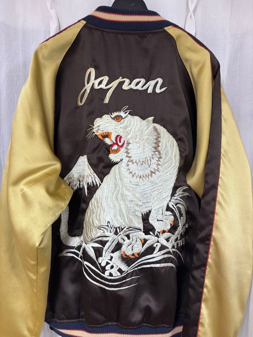 【極上】TAILOR東洋 ホワイトタイガー　刺繍 スカジャン L M18280