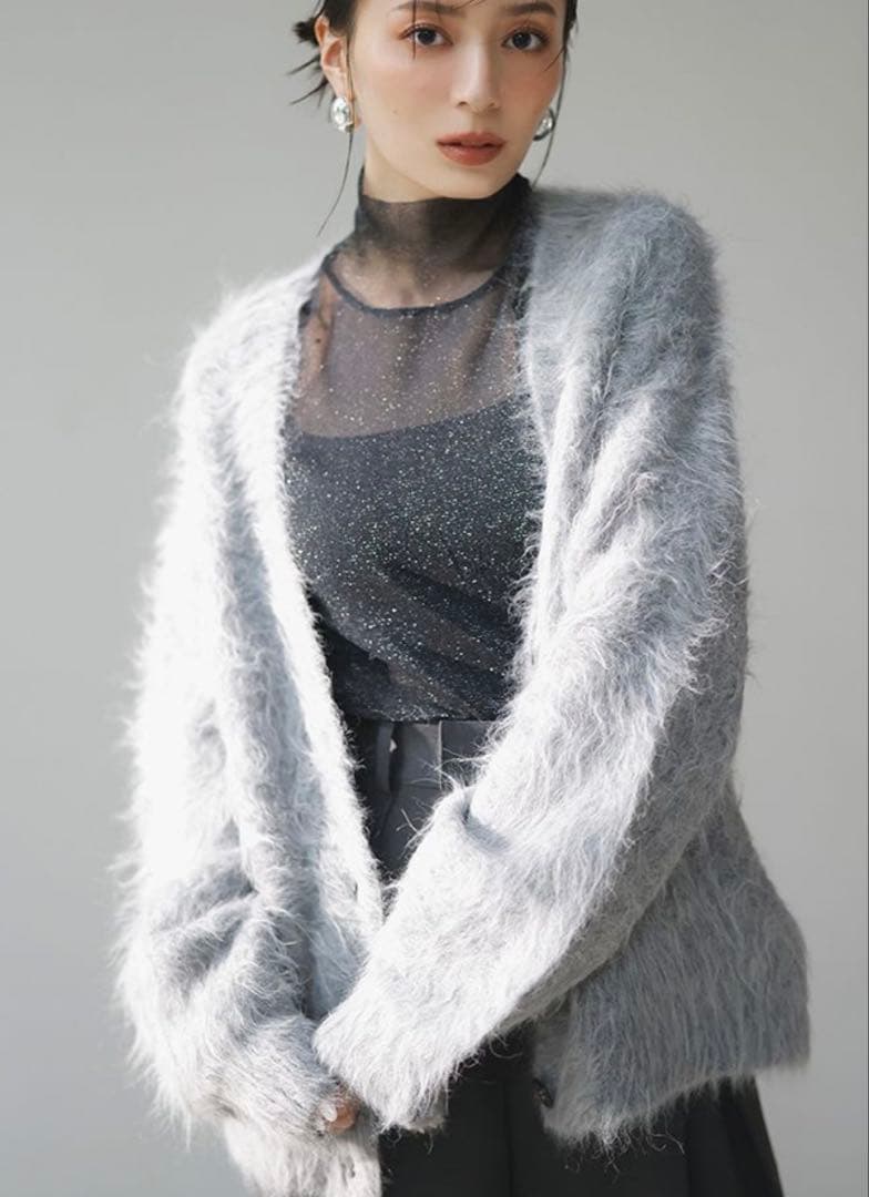 アニュアンス　スーリーアルパカニットカーディガン　GRY フリーサイズ