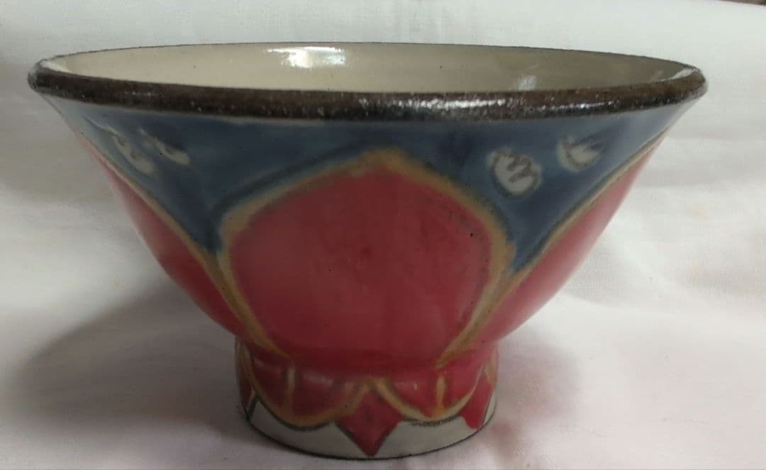 未使用　貴重　花笠　マカイ　やちむん　4寸