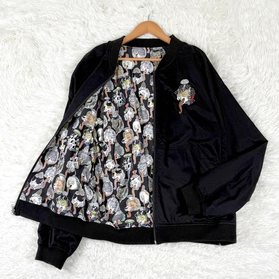 グラニフ リバーシブル ブルゾン 石黒亜矢子 猫舌茸 化け猫 コラボ 刺繍 L