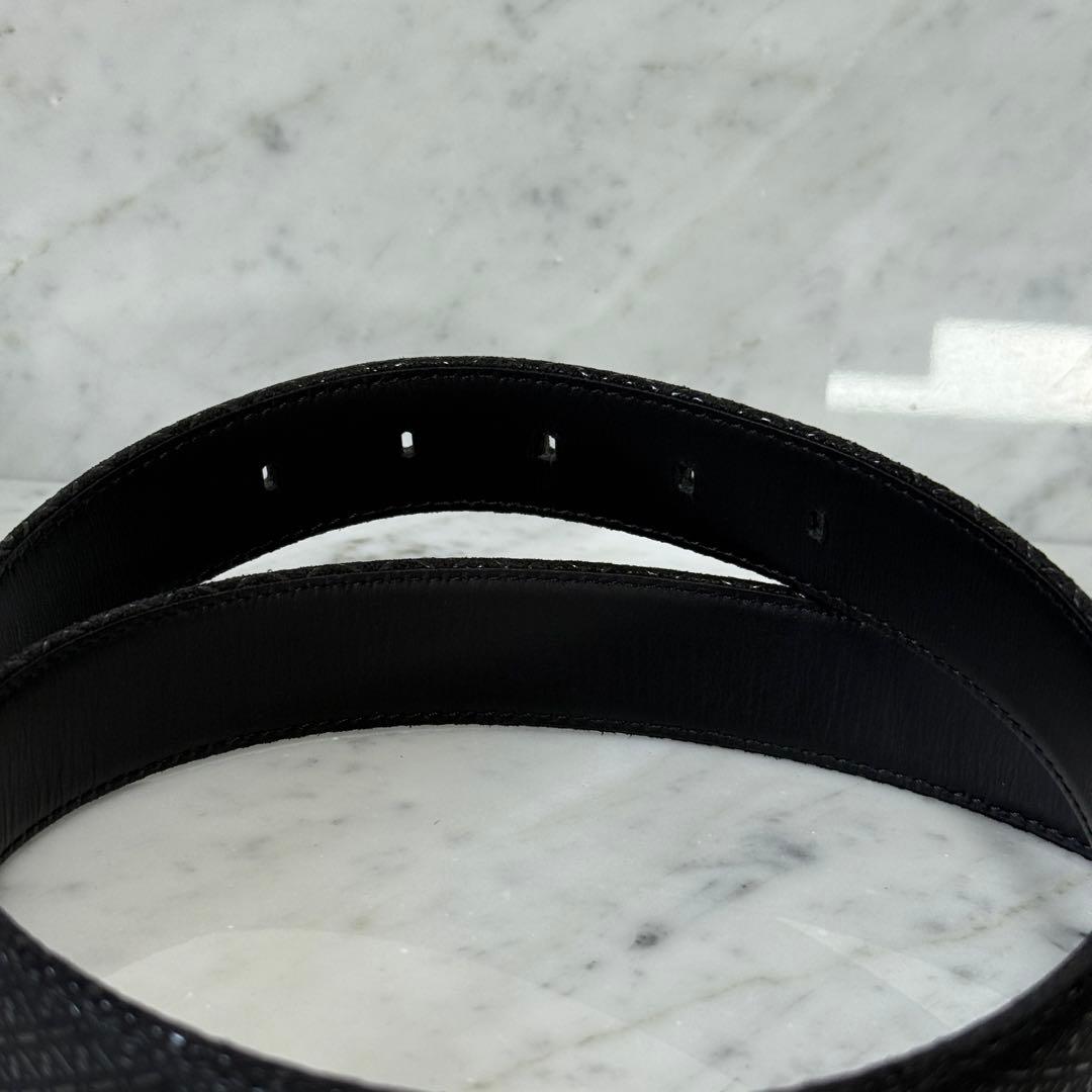 美品 印傳屋 インデンヤ ベルト 本革 レザー ブラック ドレスベルト 瓢箪