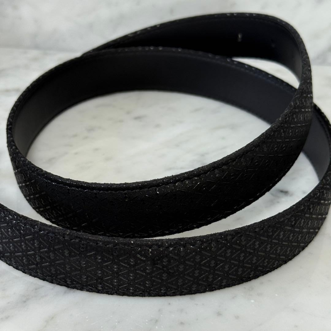 美品 印傳屋 インデンヤ ベルト 本革 レザー ブラック ドレスベルト 瓢箪