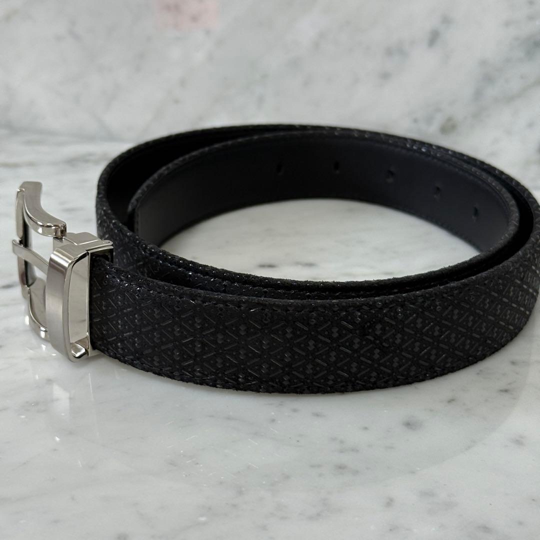 美品 印傳屋 インデンヤ ベルト 本革 レザー ブラック ドレスベルト 瓢箪