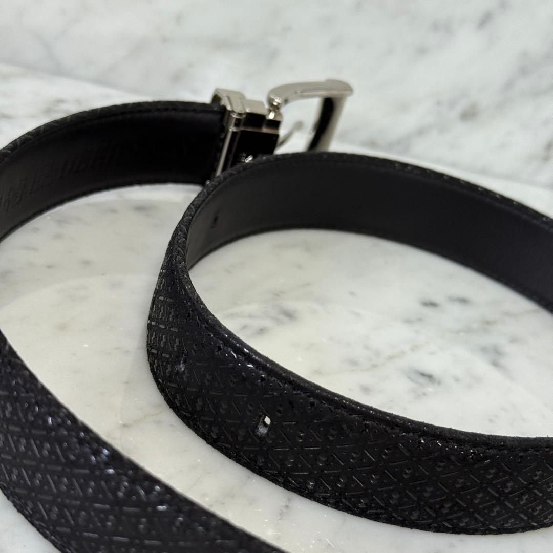 美品 印傳屋 インデンヤ ベルト 本革 レザー ブラック ドレスベルト 瓢箪