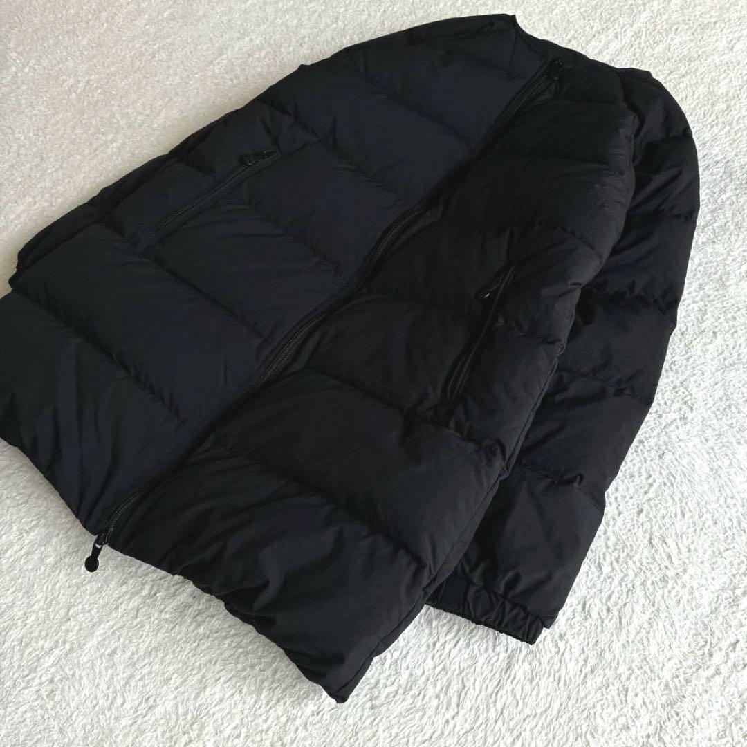 美品 ピレネックス アートニー 黒 ノーカラー ダウンコート 38 レディース