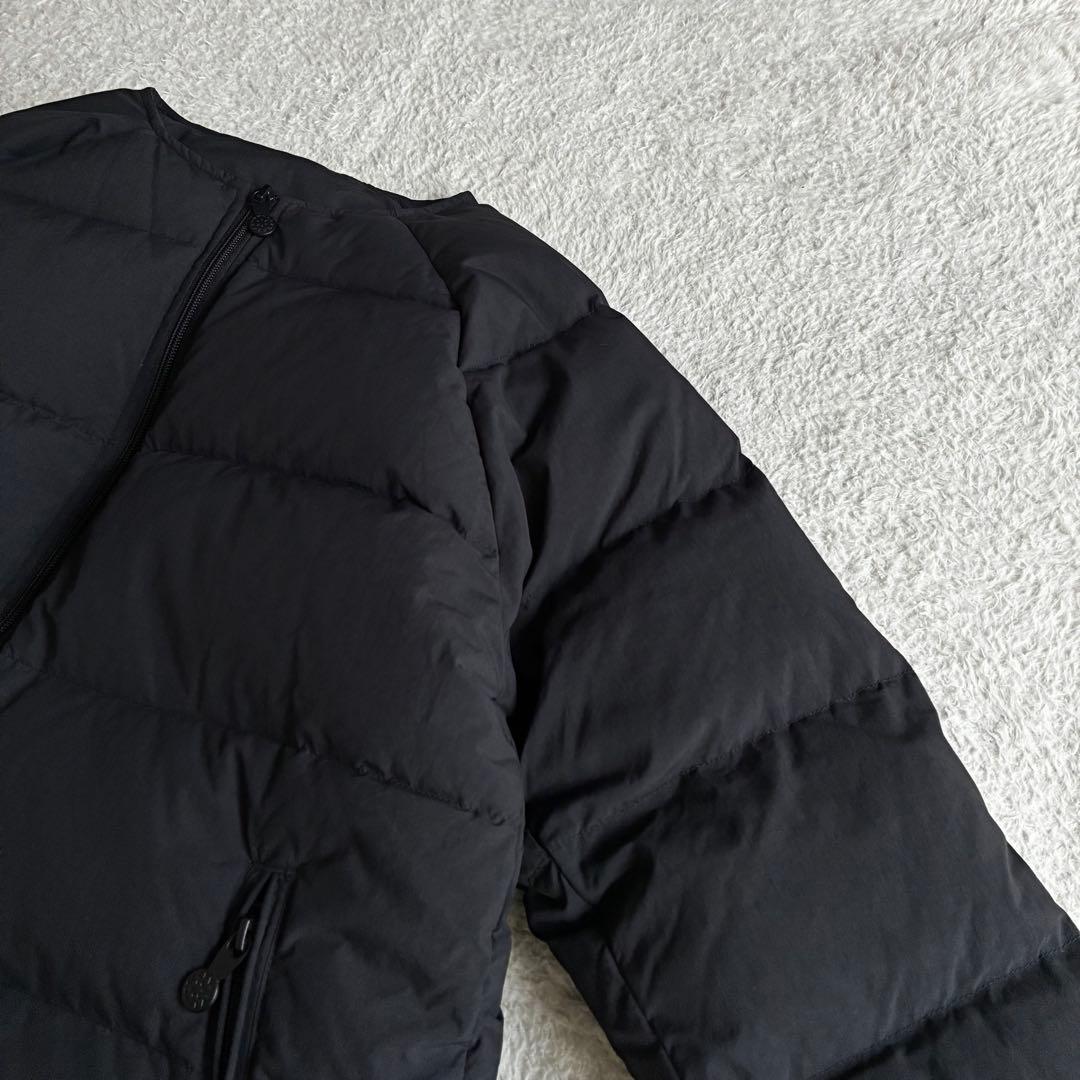 美品 ピレネックス アートニー 黒 ノーカラー ダウンコート 38 レディース