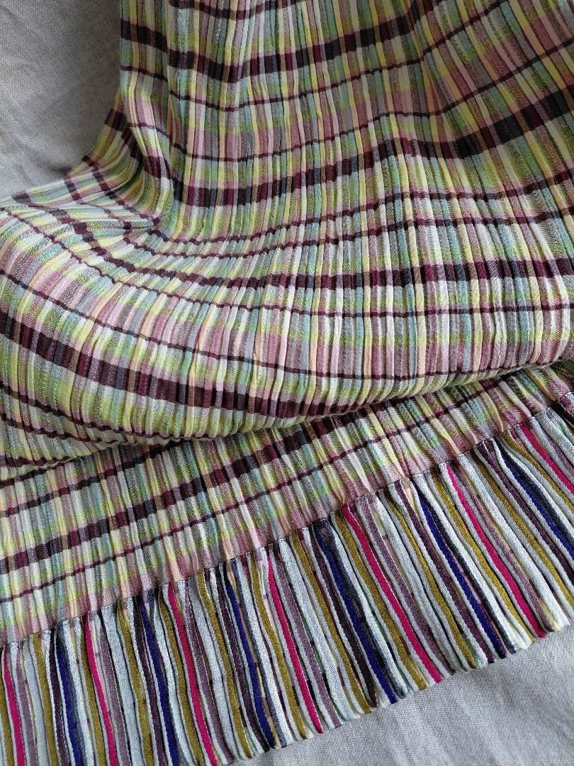 PJC 大西和子 織り素材のチェック柄プリーツスカート　　ホームクリーニング済