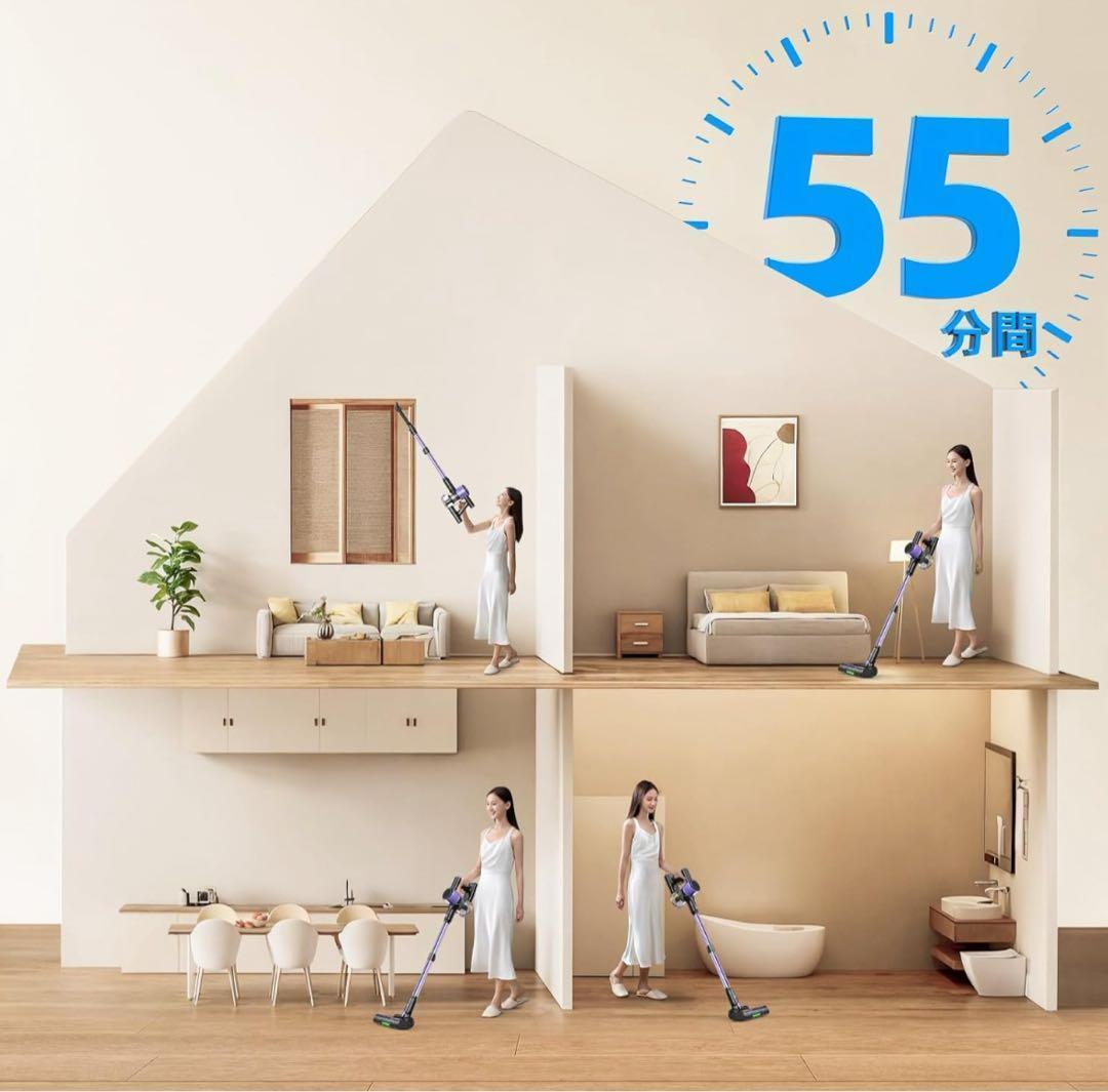 掃除機 コードレス 70Kpa 超強力吸引 自立式 大掃除 リビング ハンディ