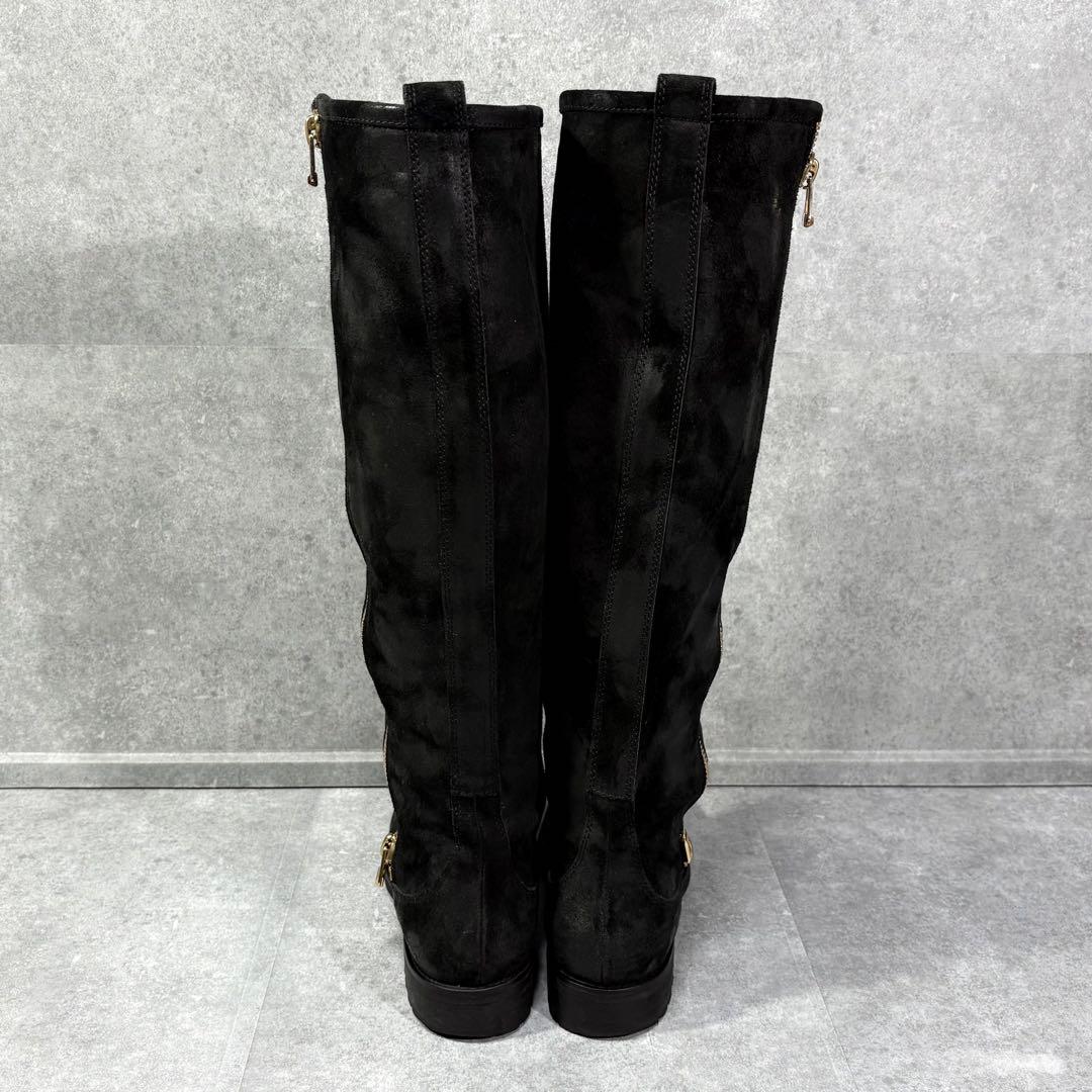 【美品】ジミーチュウ ワックススエード サイドジッパー ロングブーツ 24cm