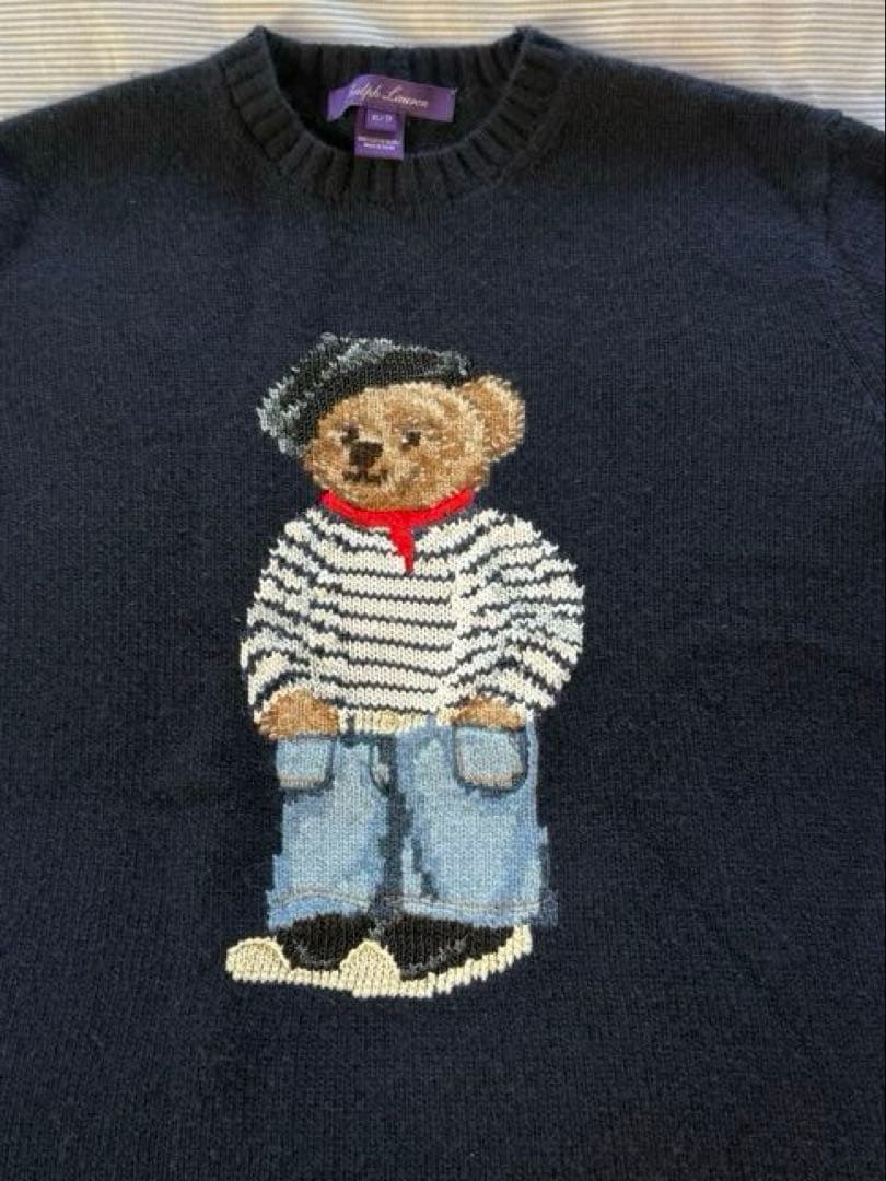 ポロラルフローレン カシミヤセーター ポロベア パープルレーベル