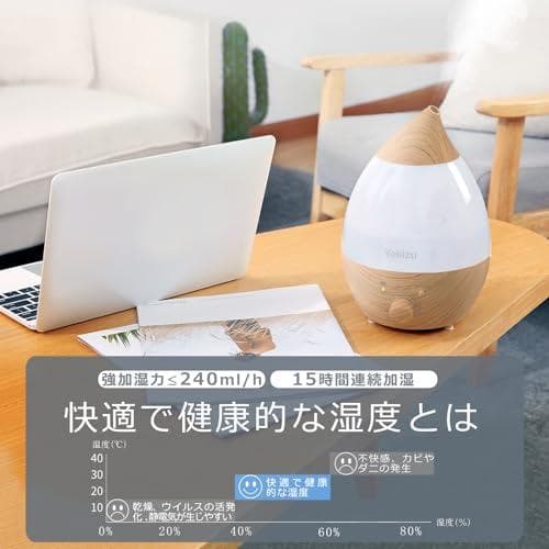 Yokizu 加湿器 小型 卓上 大容量 除菌 アロマ 超音波式 LE_corg