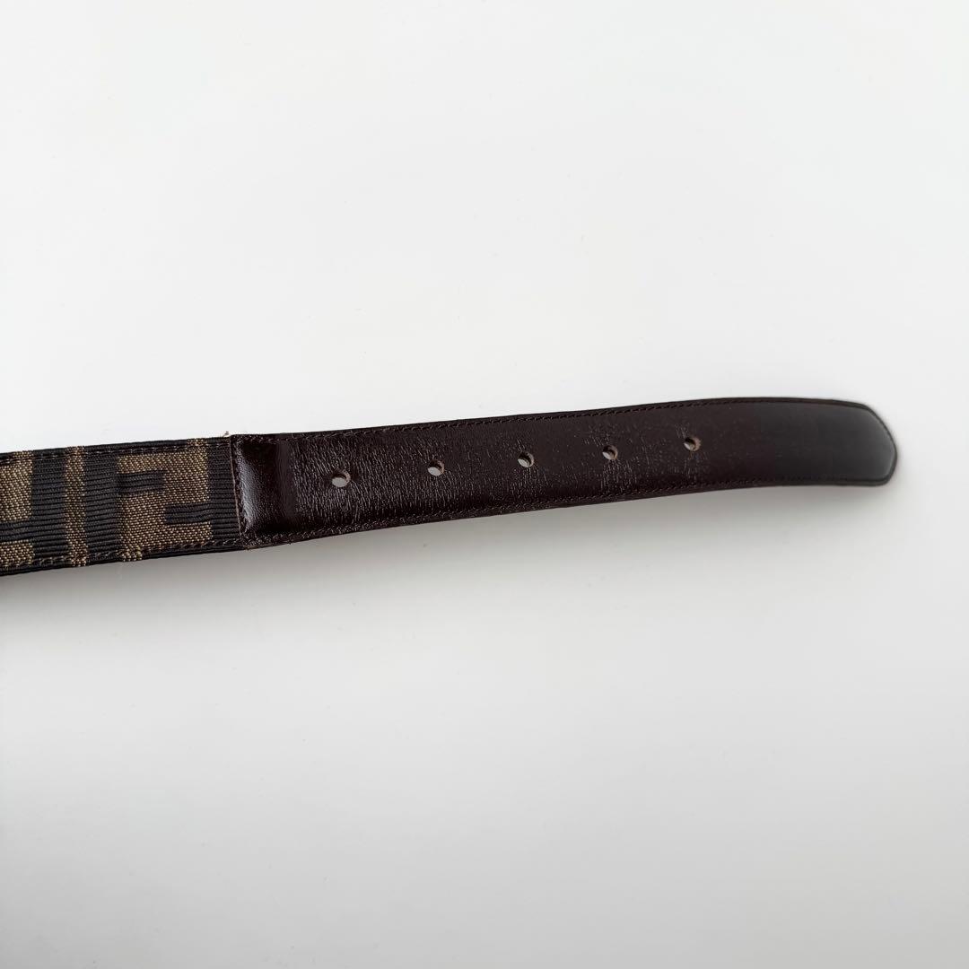 【美品】フェンディ ベルト ズッカ柄 シルバー金具 レザー ブラウン