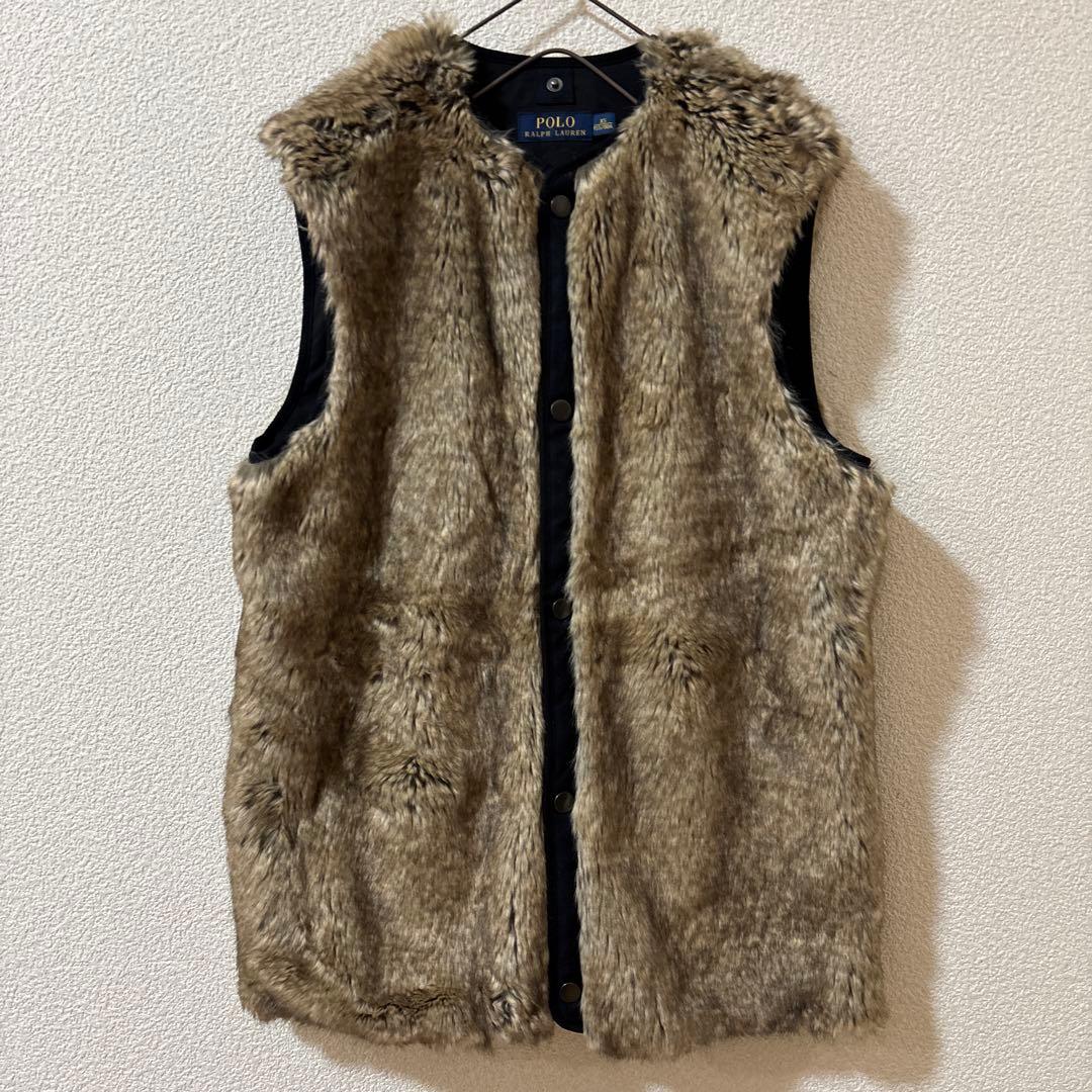 新品同様　ポロラルフローレン ミリタリー ジャケット ファーライナー付　黒　XS