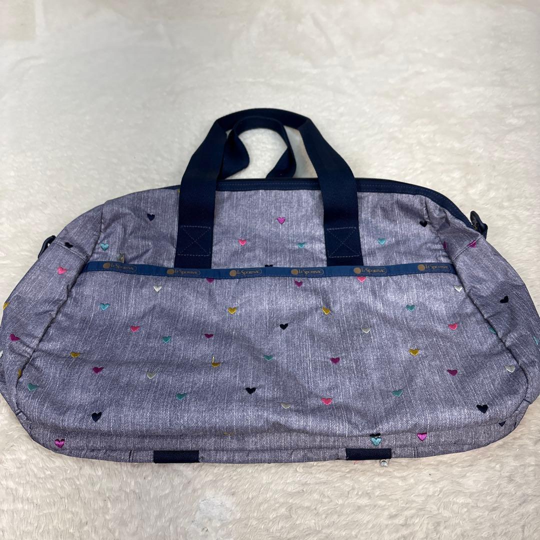 美品レスポートサック ショルダーバッグ　キャリーオン　デニム調　刺繍