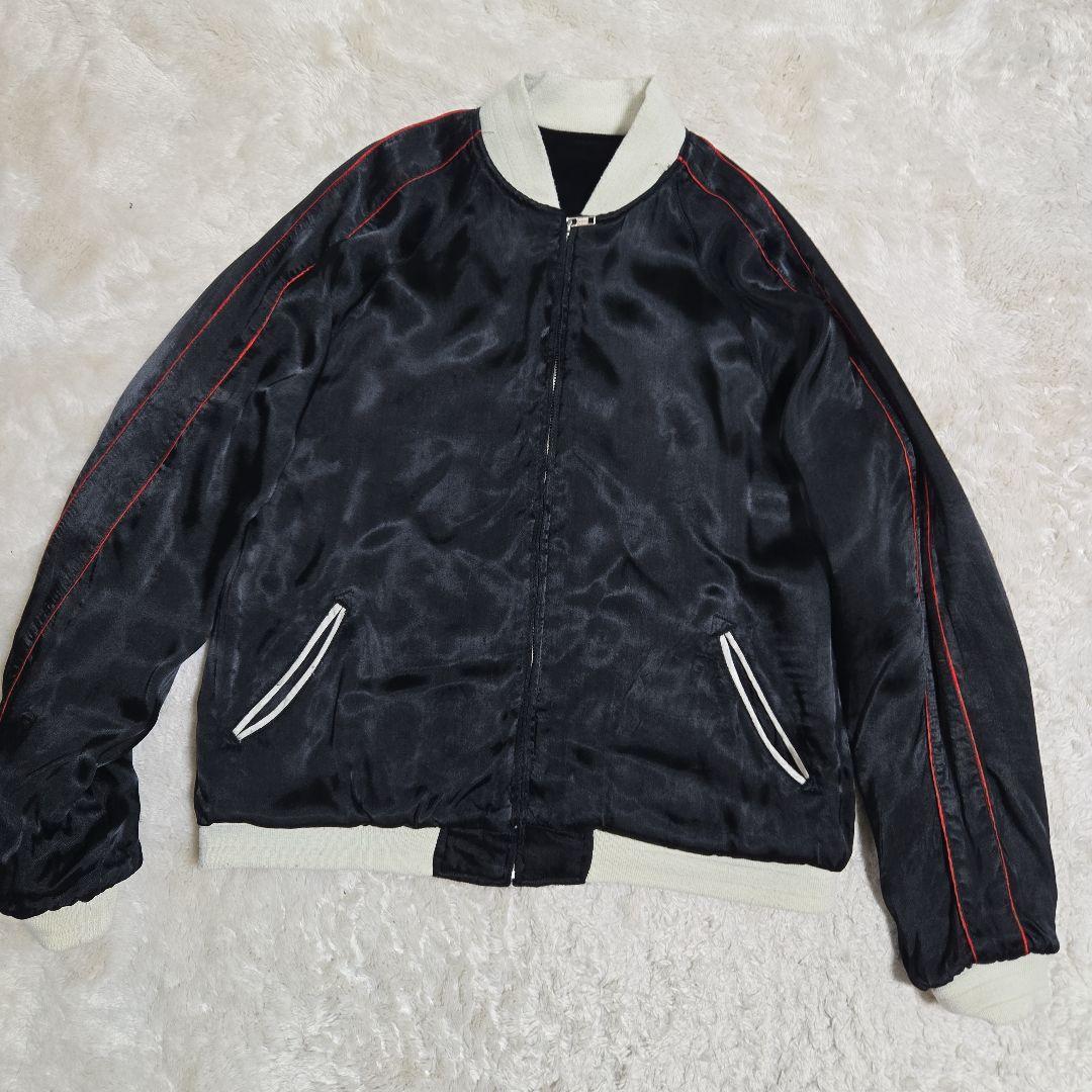 スクリプト 花旅楽団 別珍 リバーシブル スカジャン 鷹 刺繍 黒 M