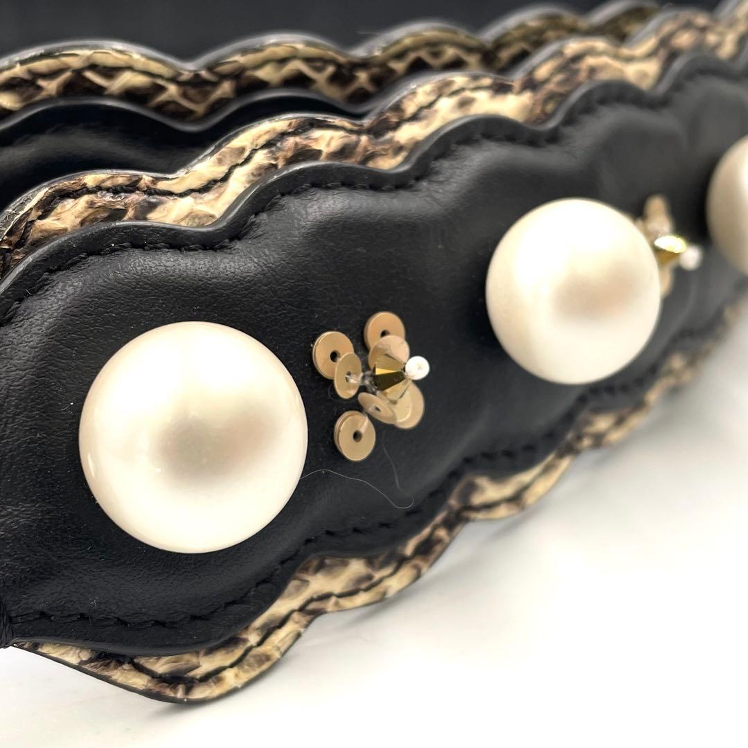 《未使用級》フェンディ ストラップユー ショルダーベルト パール パイソン 本革