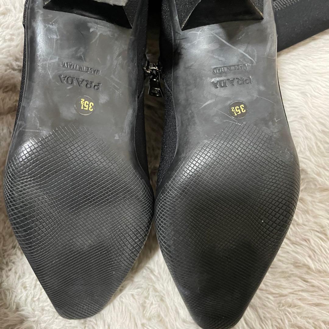 PRADA プラダ ロングブーツ サイドジップ ストレッチ 黒 ピンヒール