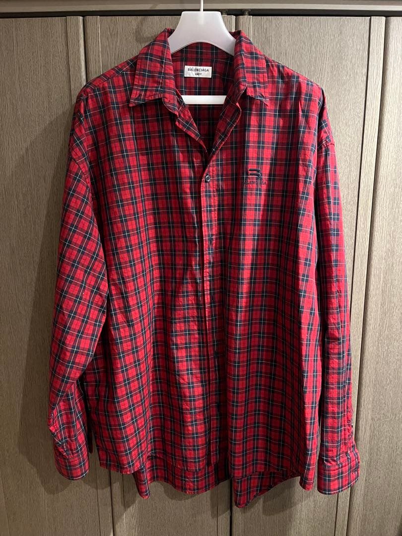 BALENCIAGA チェック柄 長袖シャツ　3B オーバーサイズ