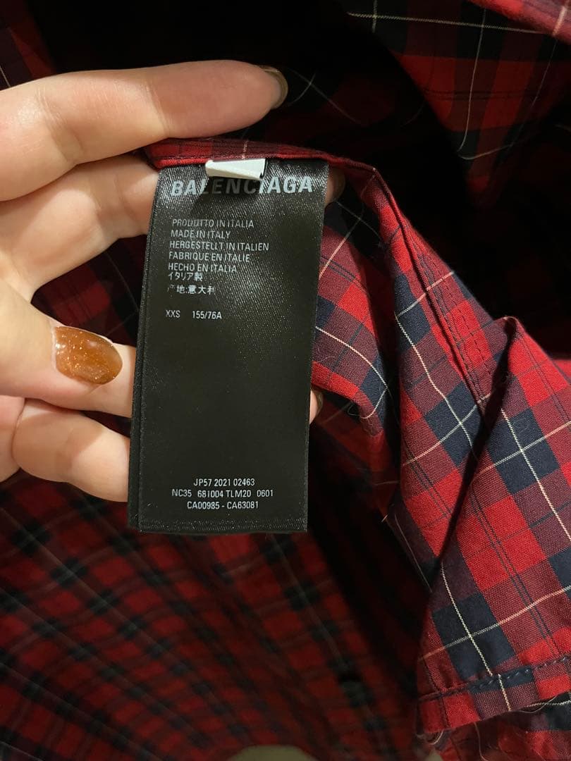 BALENCIAGA チェック柄 長袖シャツ　3B オーバーサイズ