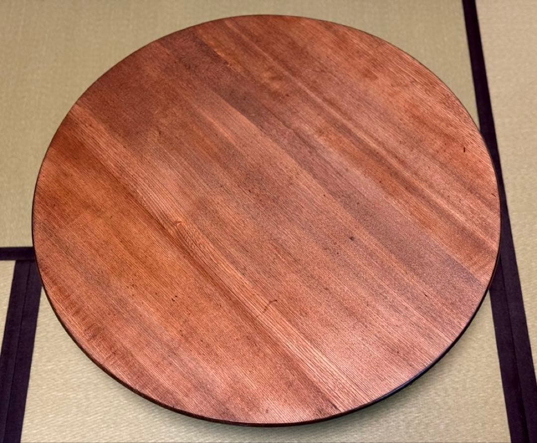 アンティーク　丸ちゃぶ台　タモ　無垢材　レトロ　古家具　古道具　折り畳み